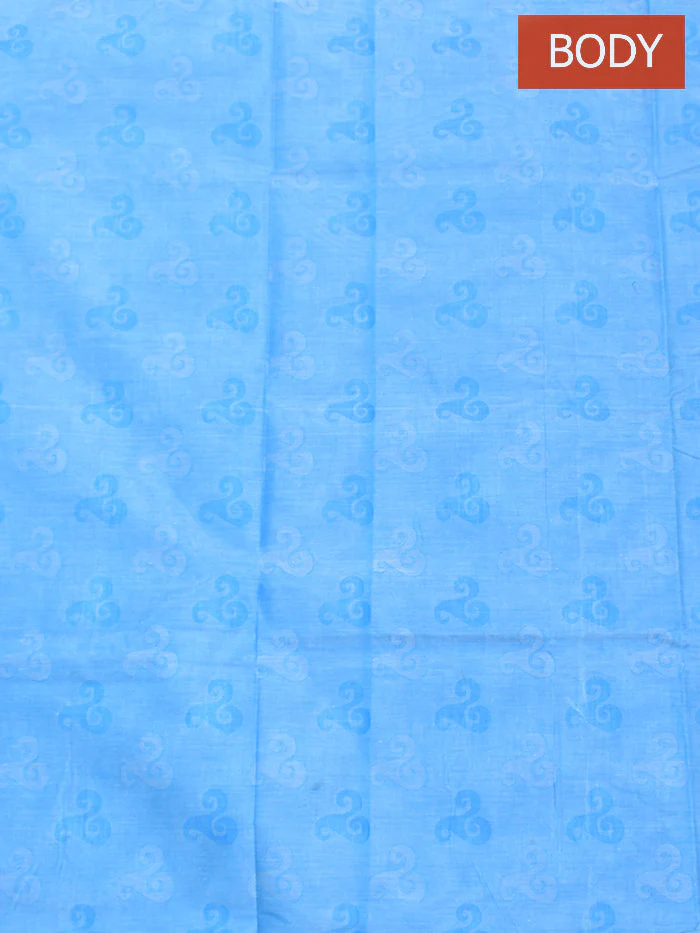 Coimbatore Cotton Blue Fancy Emboss Saree with Thread Woven Border - Image 4