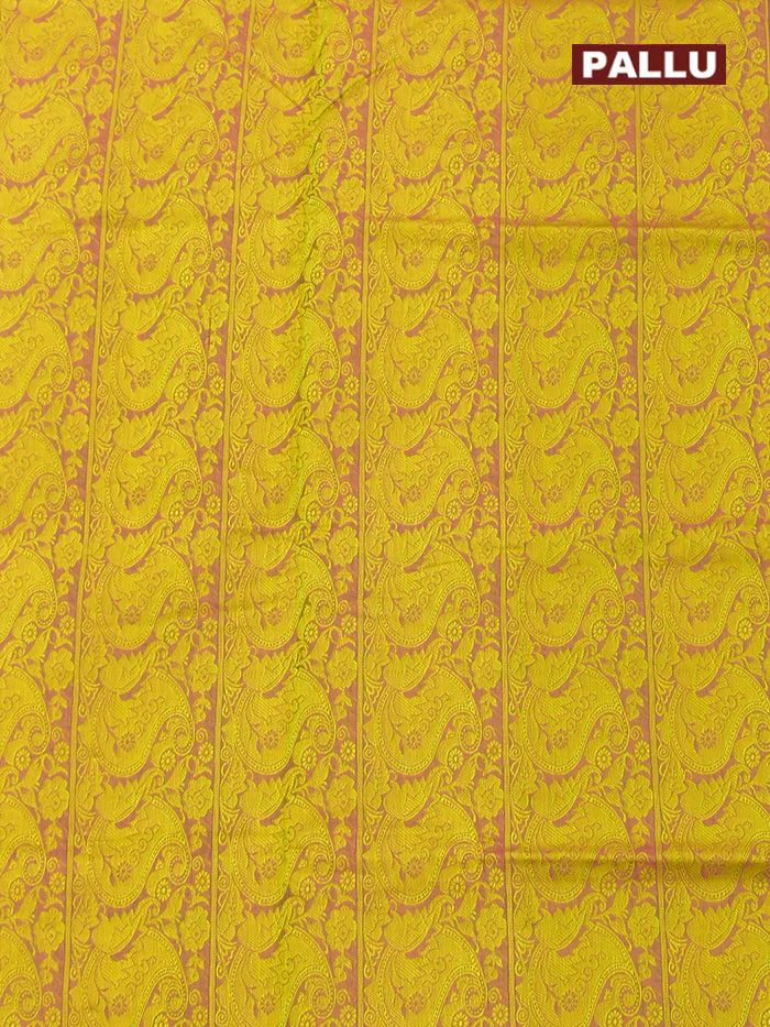 Coimbatore Cotton Brown and Green Shade Emboss Saree with Thread Woven Border - Image 4