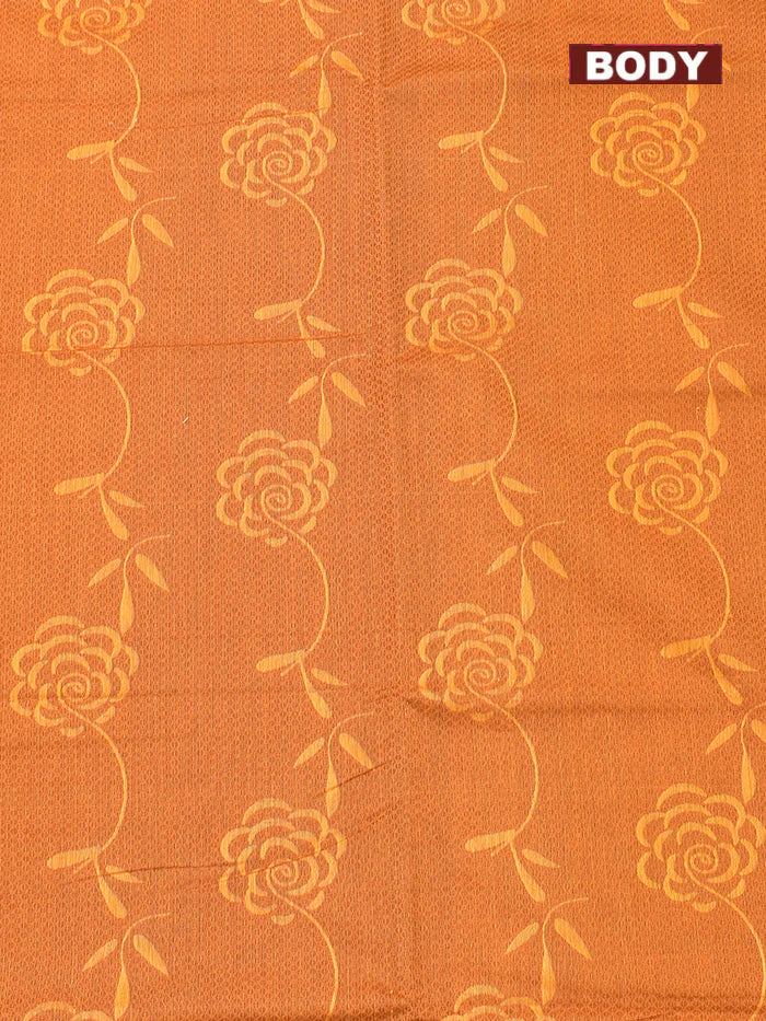 Coimbatore Cotton Brown and Sandal and Green Shade Allself Saree with Thread Woven Border - Image 3