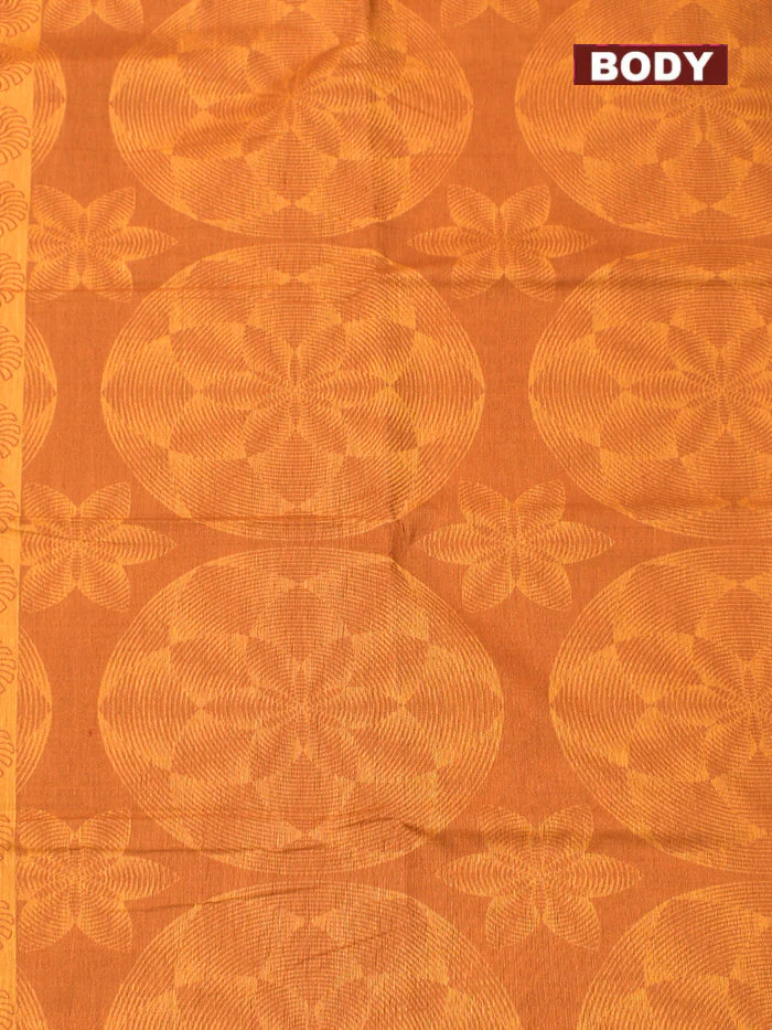 Coimbatore Cotton Brown and Sandal Shade Allself Saree with Thread Woven Border - Image 3