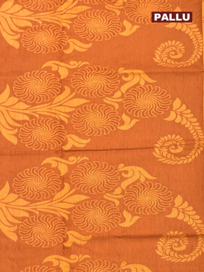 Coimbatore Cotton Brown and Sandal Shade Allself Saree with Thread Woven Border - Image 4