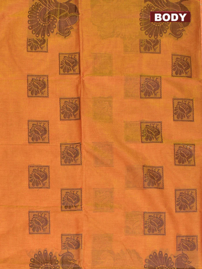 Coimbatore Cotton Brown Butta Saree with Plain Border - Image 3