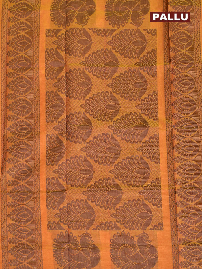 Coimbatore Cotton Brown Butta Saree with Plain Border - Image 4