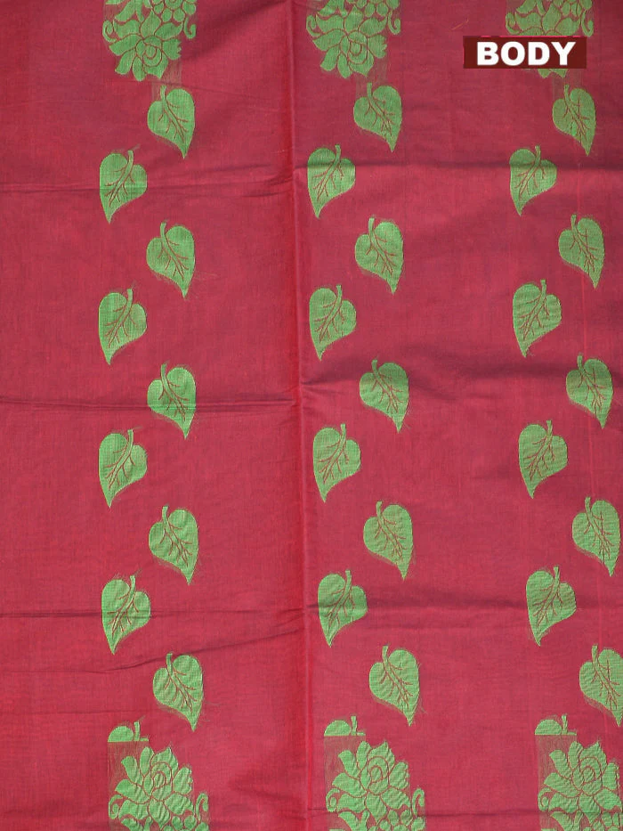 Coimbatore Cotton Brown Butta Saree with Plain Border - Image 3
