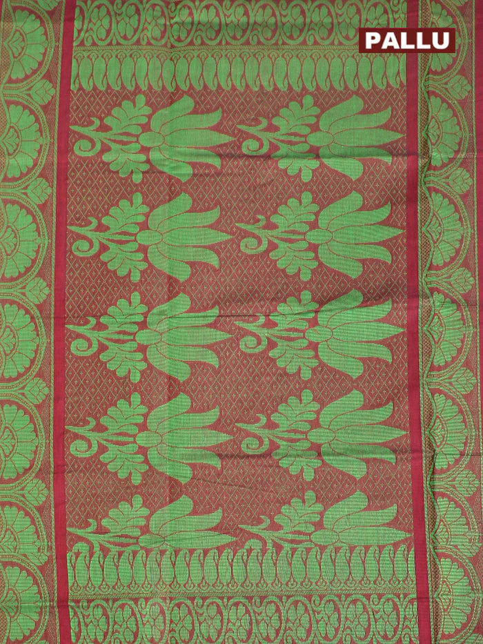 Coimbatore Cotton Brown Butta Saree with Plain Border - Image 4
