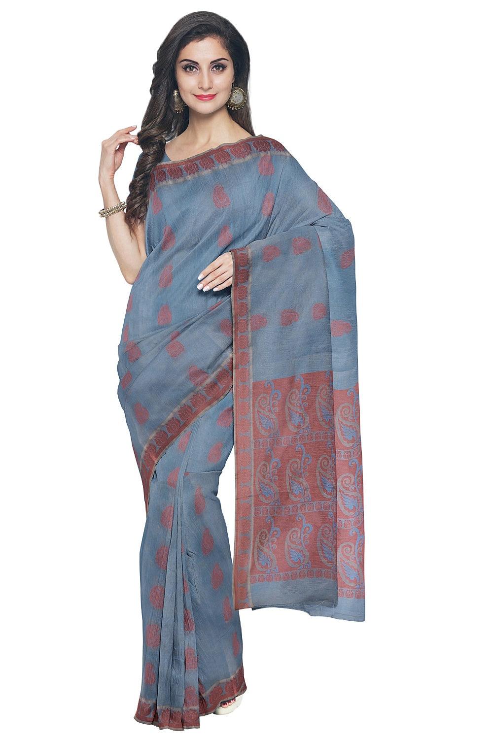 Coimbatore Cotton Butta Saree - Blue - Image 2