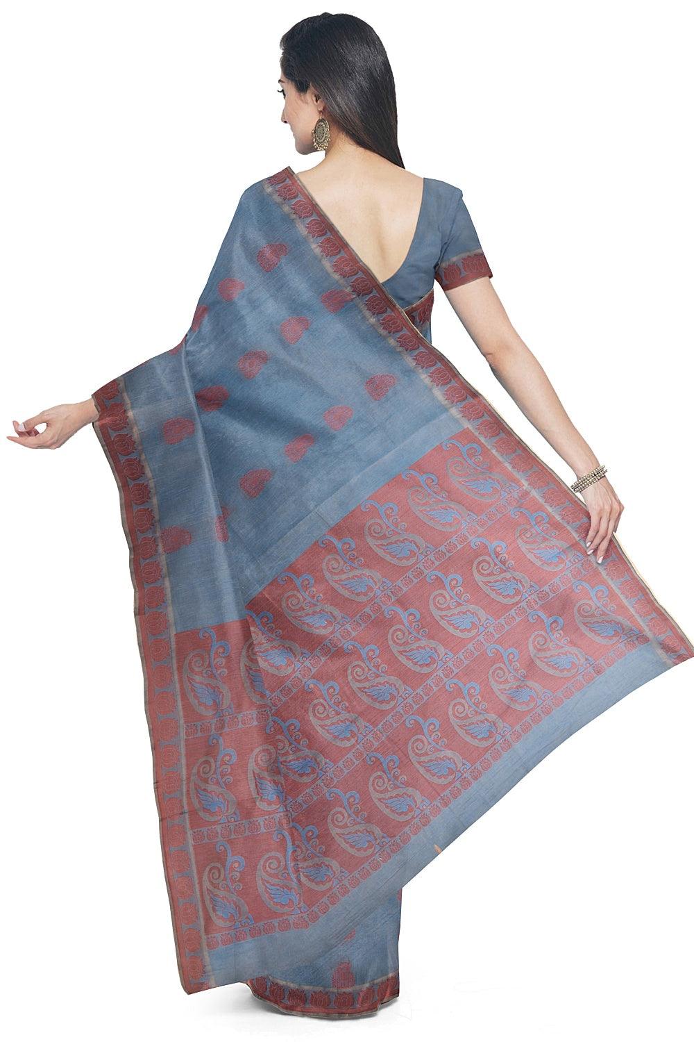 Coimbatore Cotton Butta Saree - Blue - Image 3