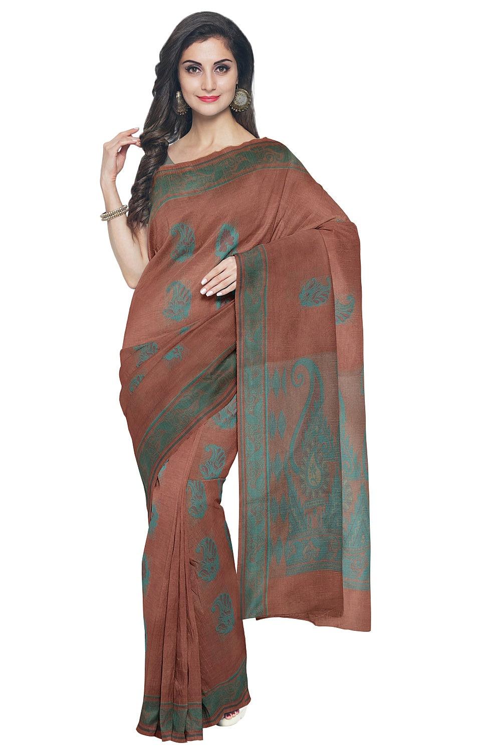 Coimbatore Cotton Butta Saree - Brown - Image 2