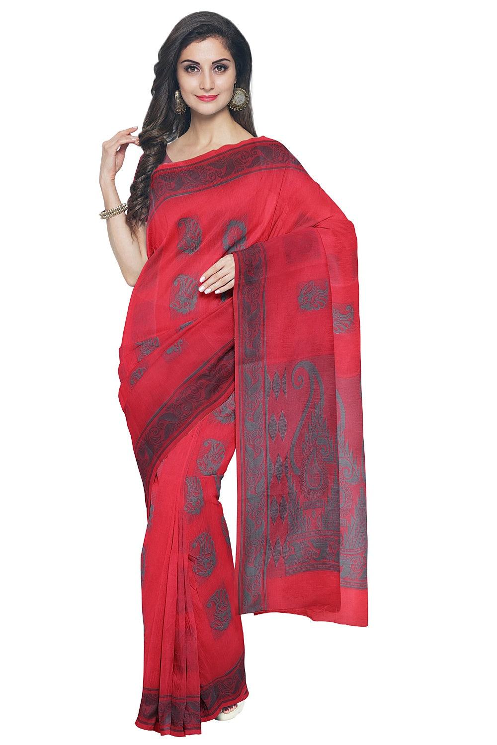 Coimbatore Cotton Butta Saree - Dark Pink - Image 2