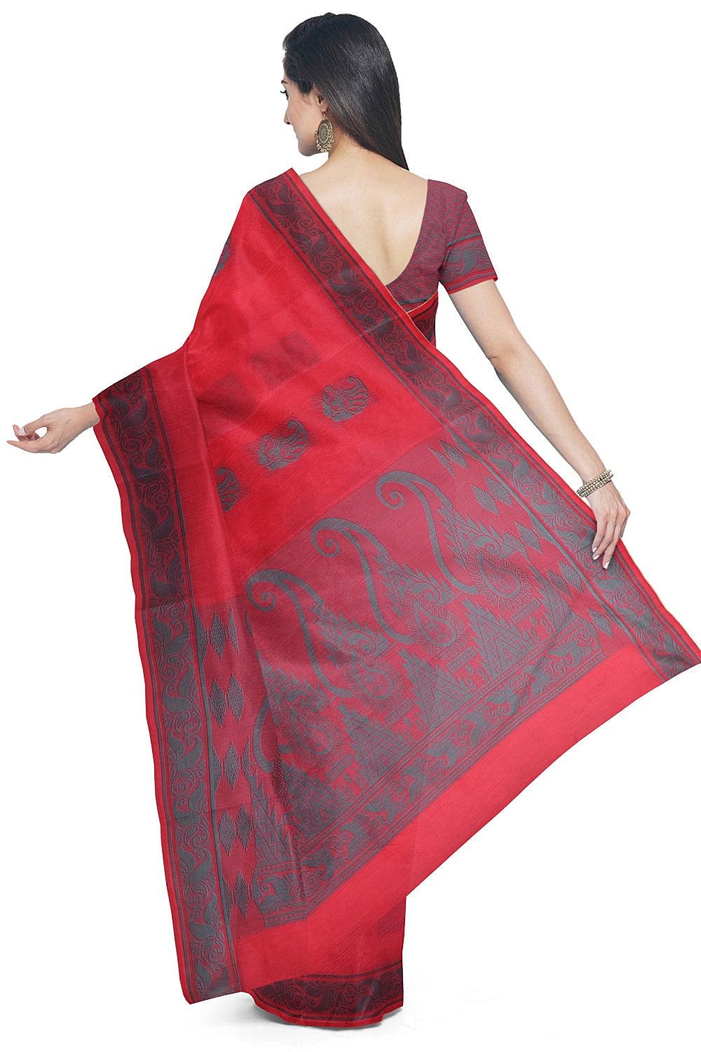 Coimbatore Cotton Butta Saree - Dark Pink - Image 3