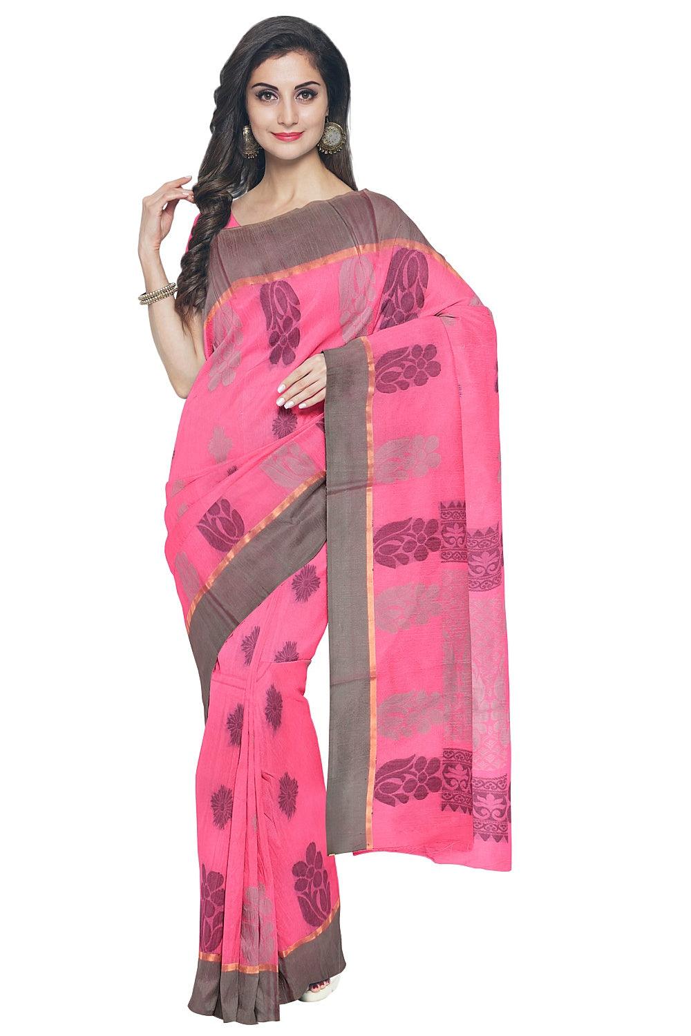 Coimbatore Cotton Butta Saree - Dark Pink - Image 2