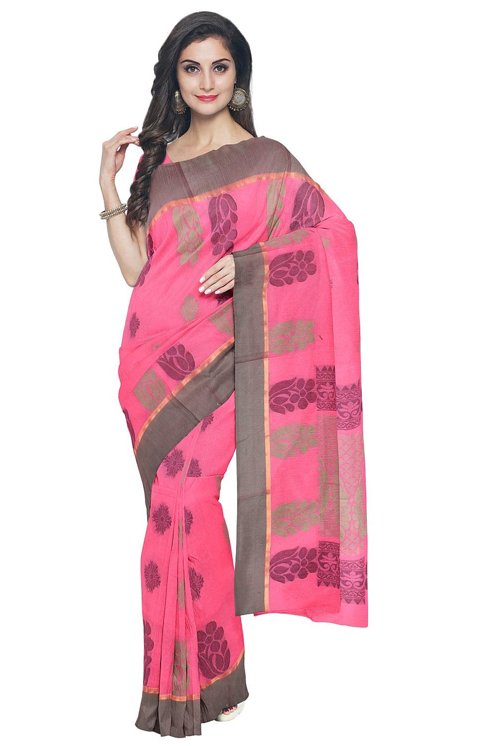 Coimbatore Cotton Butta Saree - Dark Pink - Image 2