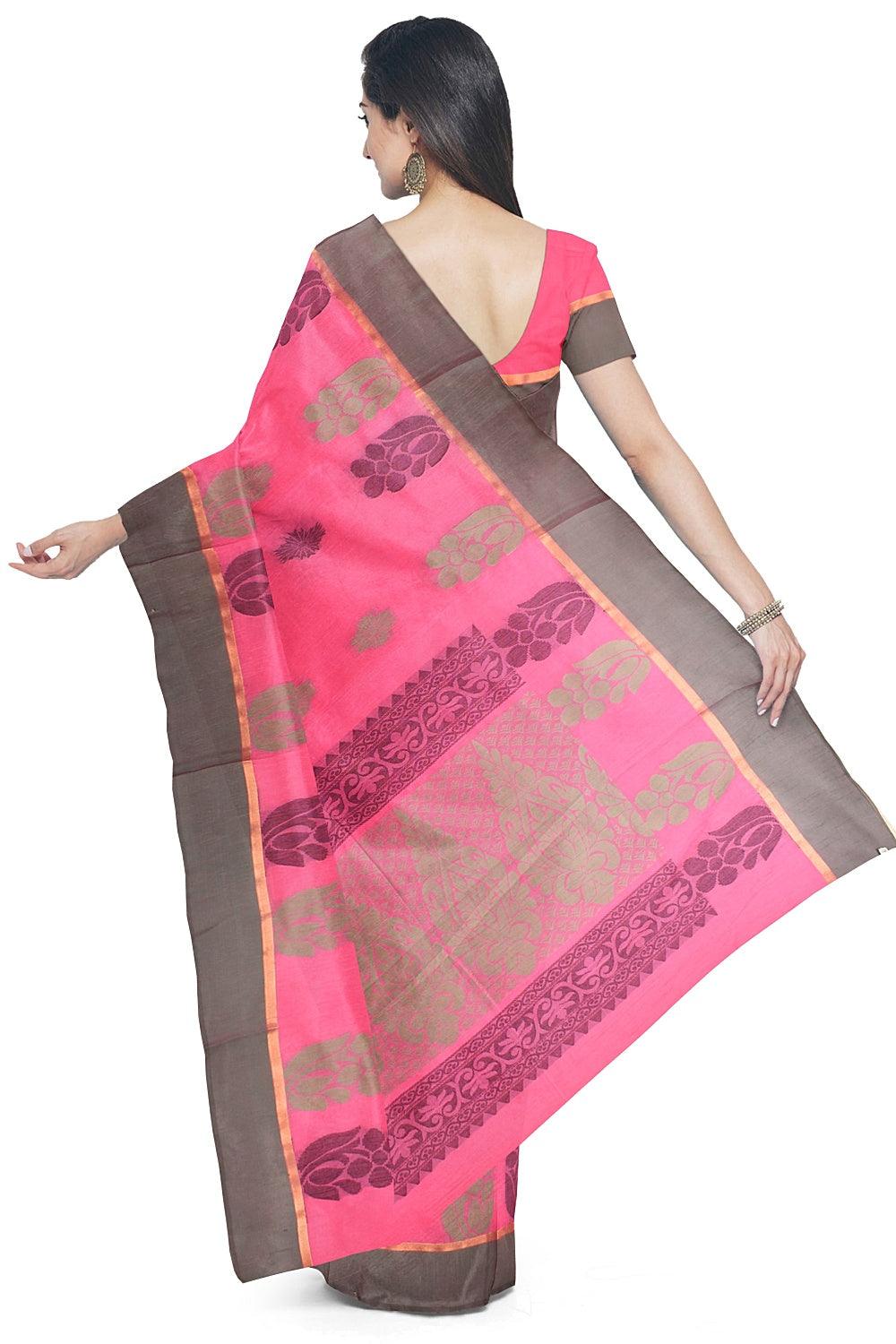 Coimbatore Cotton Butta Saree - Dark Pink - Image 3
