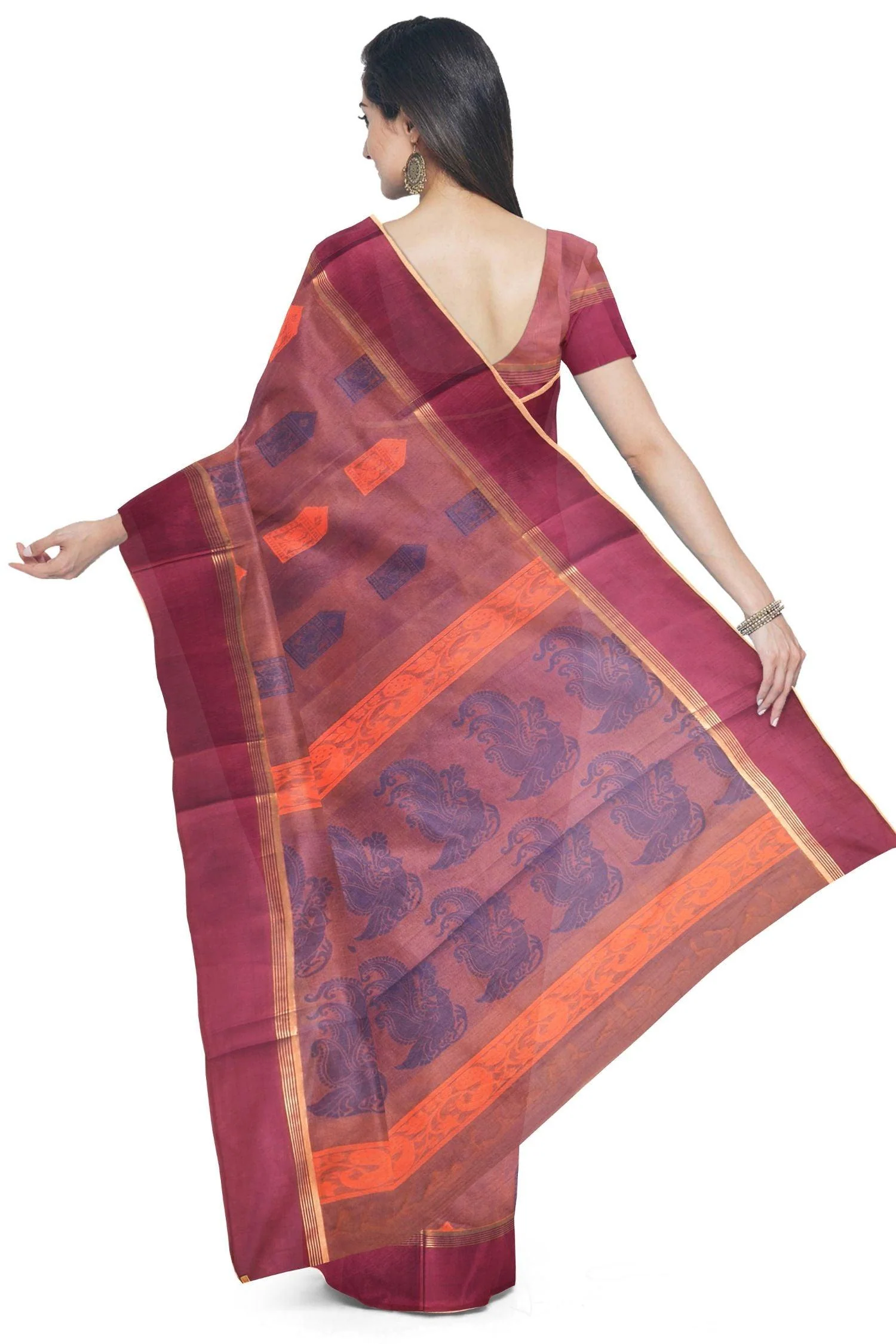 Coimbatore Cotton Butta Saree - Light Purple - Image 3