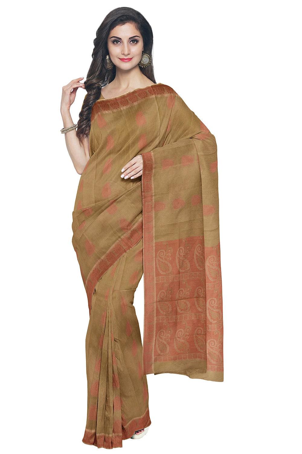 Coimbatore Cotton Butta Saree - Olive Green - Image 2