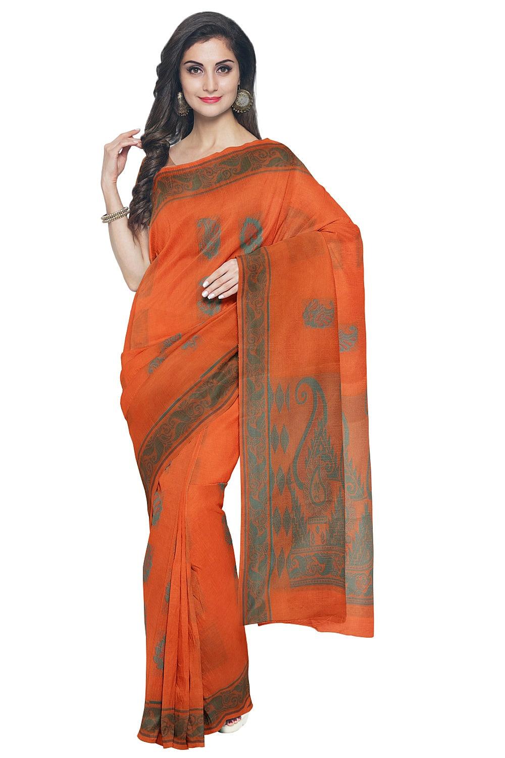 Coimbatore Cotton Butta Saree - Orange - Image 2