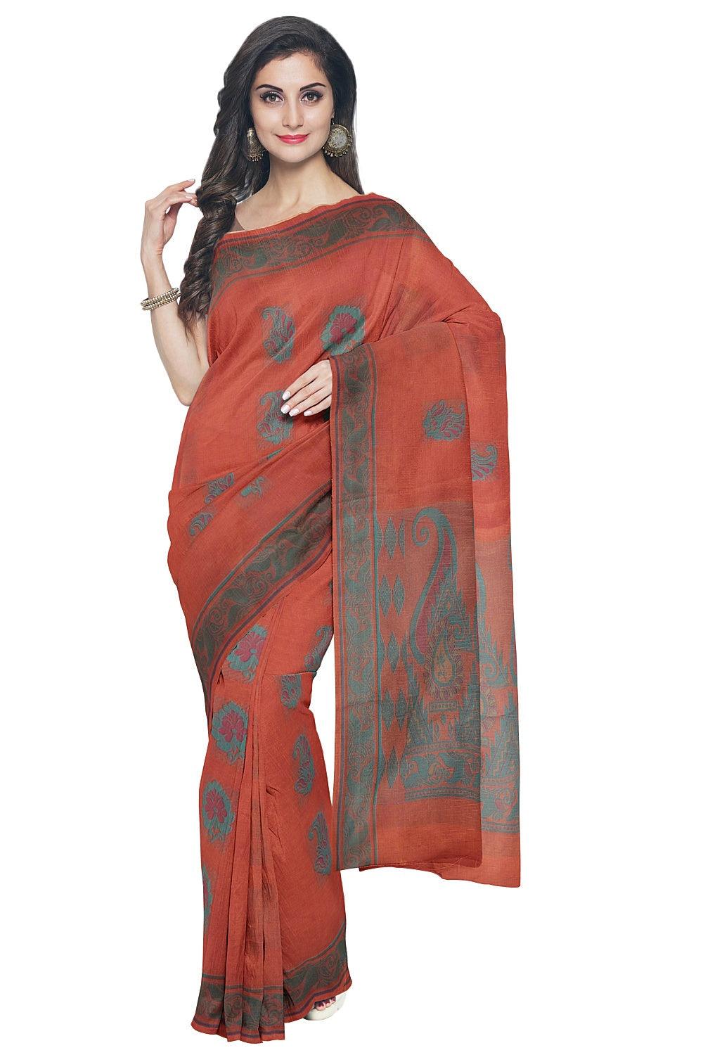 Coimbatore Cotton Butta Saree - Orange - Image 2