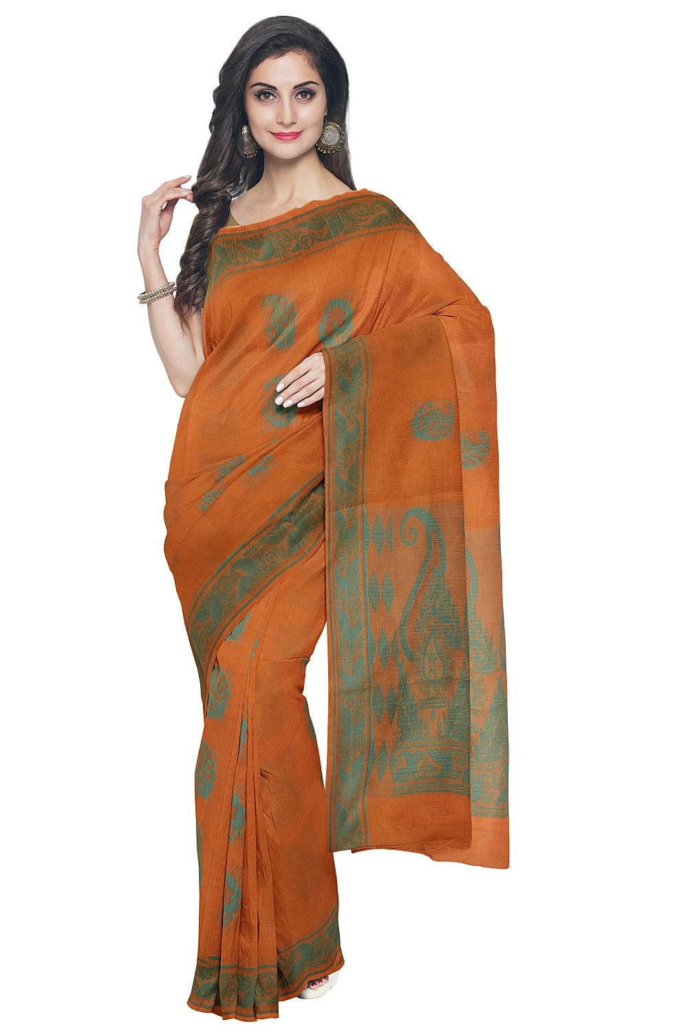 Coimbatore Cotton Butta Saree - Orange - Image 2