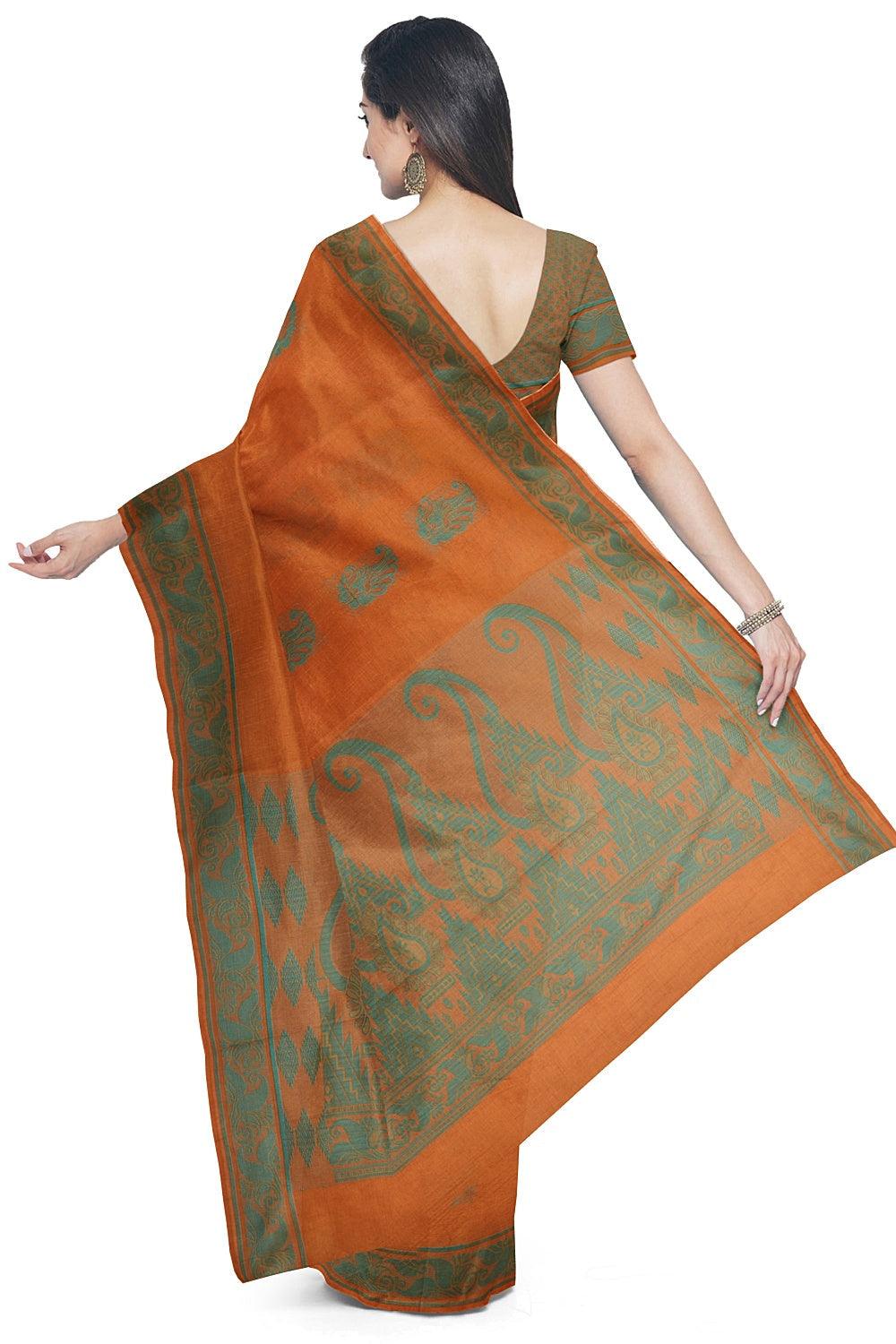 Coimbatore Cotton Butta Saree - Orange - Image 3