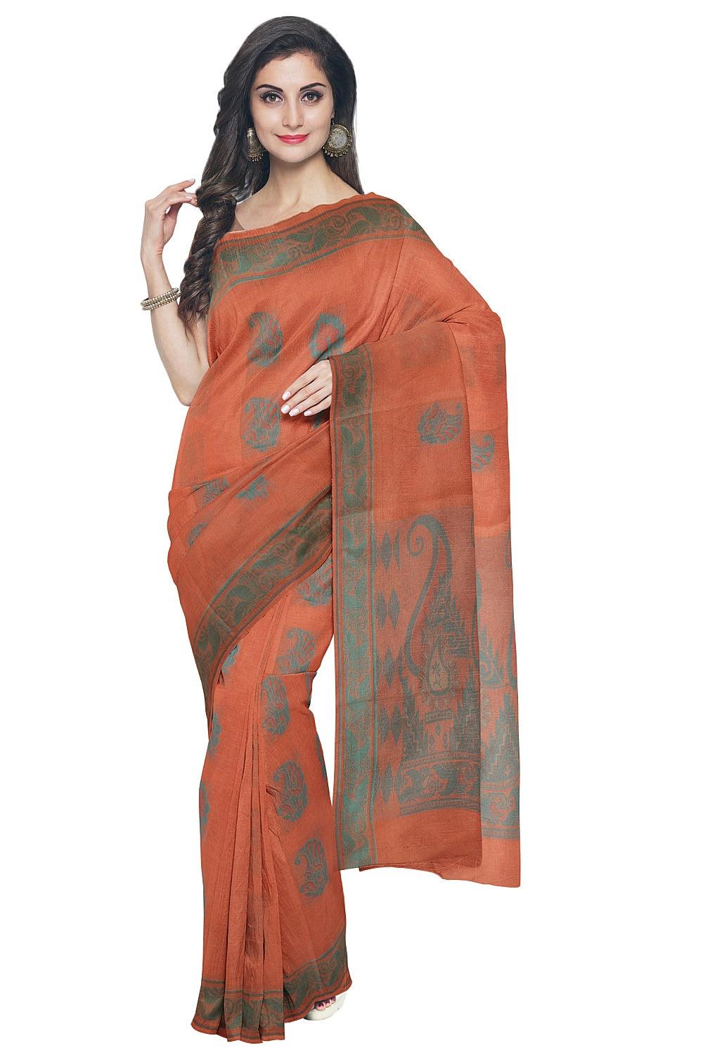 Coimbatore Cotton Butta Saree - Orange - Image 2