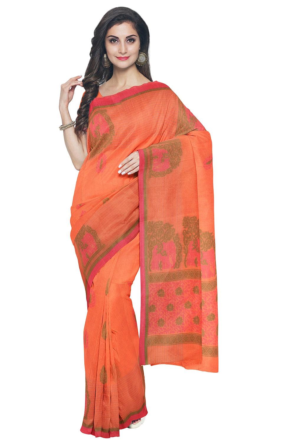 Coimbatore Cotton Butta Saree - Orange - Image 2