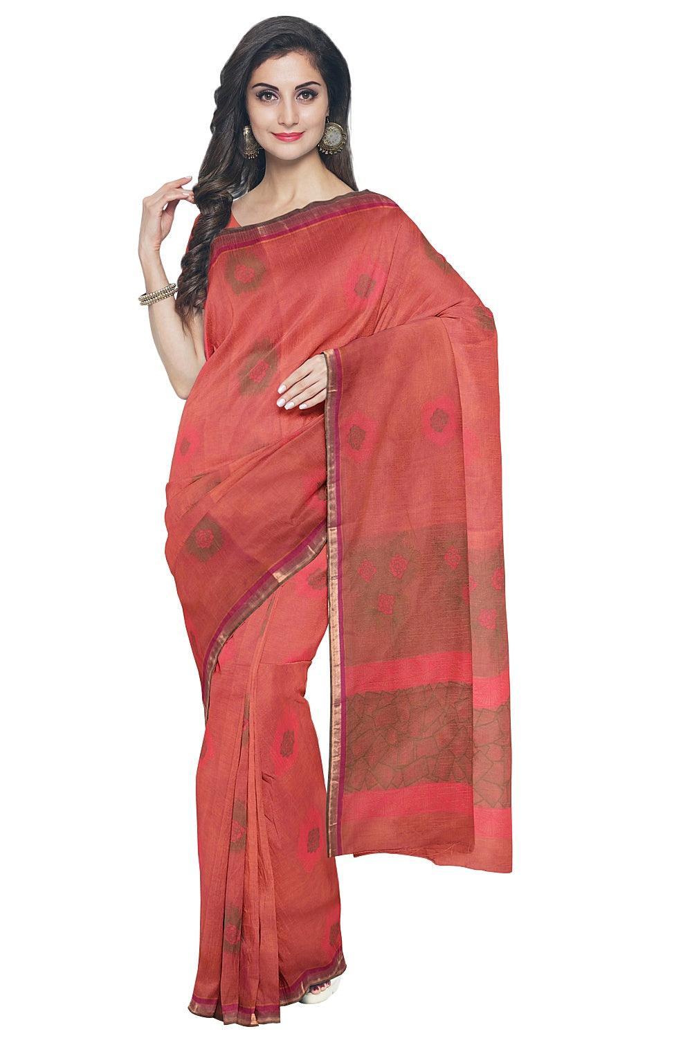 Coimbatore Cotton Butta Saree - Orange - Image 2
