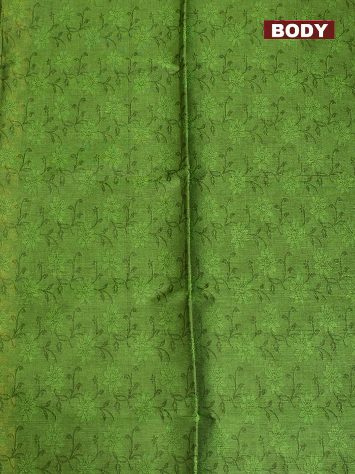 Coimbatore Cotton Dark Green Emboss Saree with Thread Woven Border - Image 3