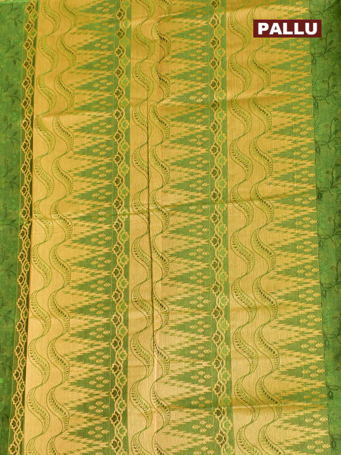 Coimbatore Cotton Dark Green Emboss Saree with Thread Woven Border - Image 4