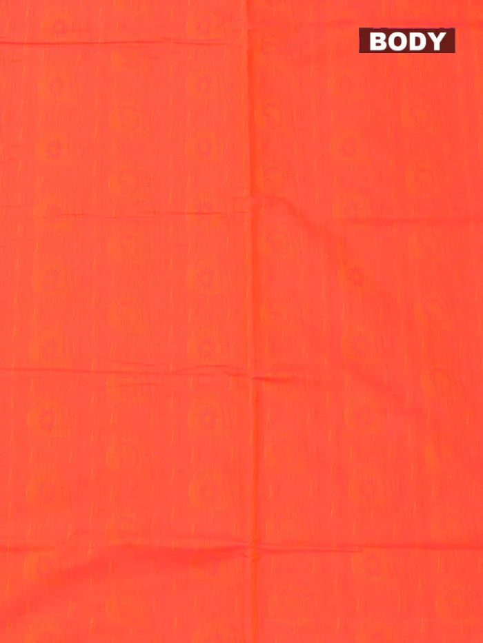 Coimbatore Cotton Dark Orange Emboss Saree with Thread Woven Border - Image 3