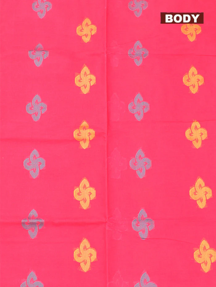 Coimbatore Cotton Dark Pink Butta Saree with Plain Border - Image 3