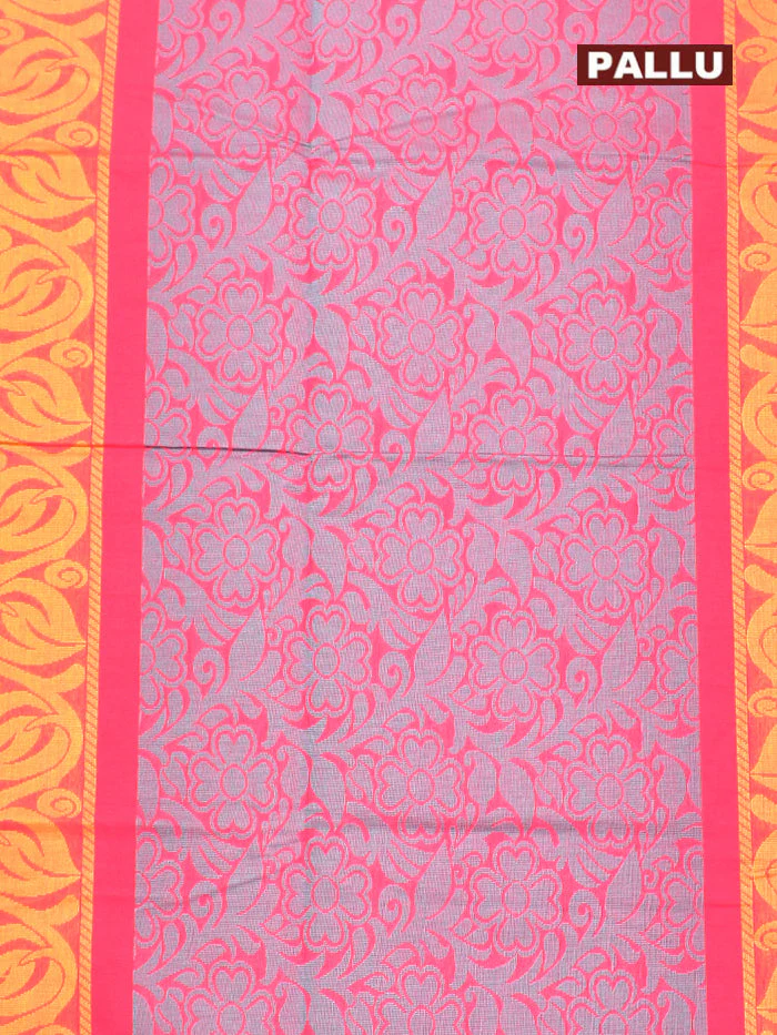 Coimbatore Cotton Dark Pink Butta Saree with Plain Border - Image 4