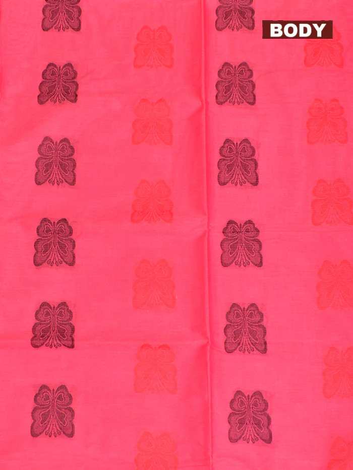 Coimbatore Cotton Dark Pink Butta Saree with Plain Border - Image 3
