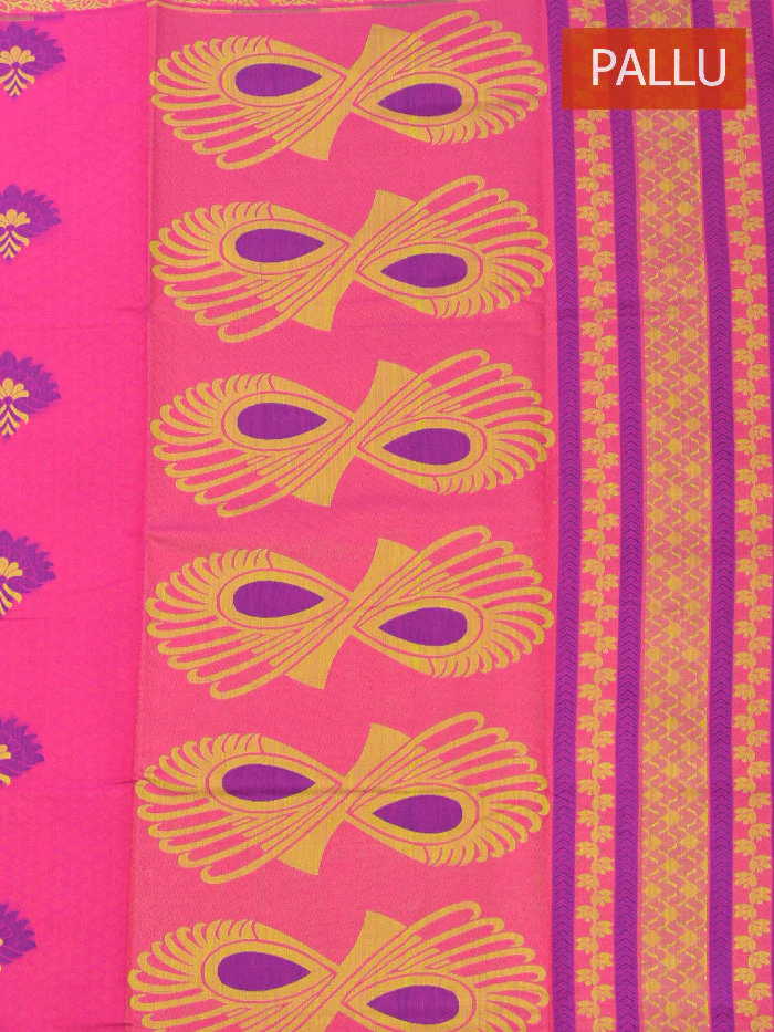 Coimbatore Cotton Dark Pink Butta Saree with Thread Woven Border - Image 3