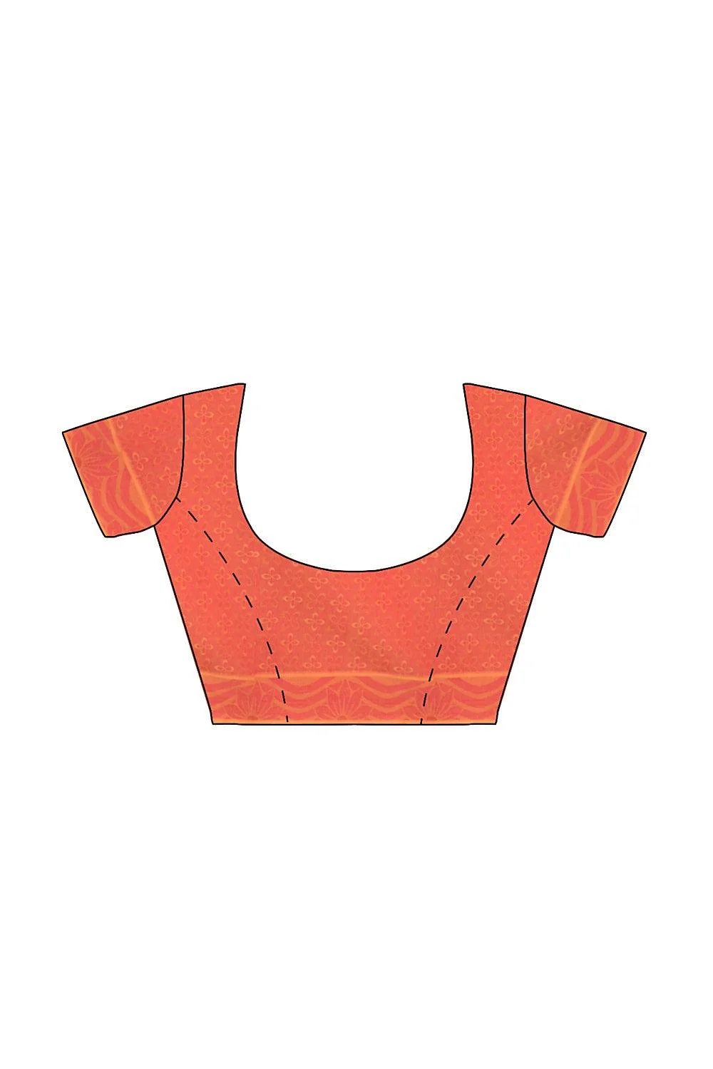 Coimbatore Cotton Emboss Saree - Orange - Image 4