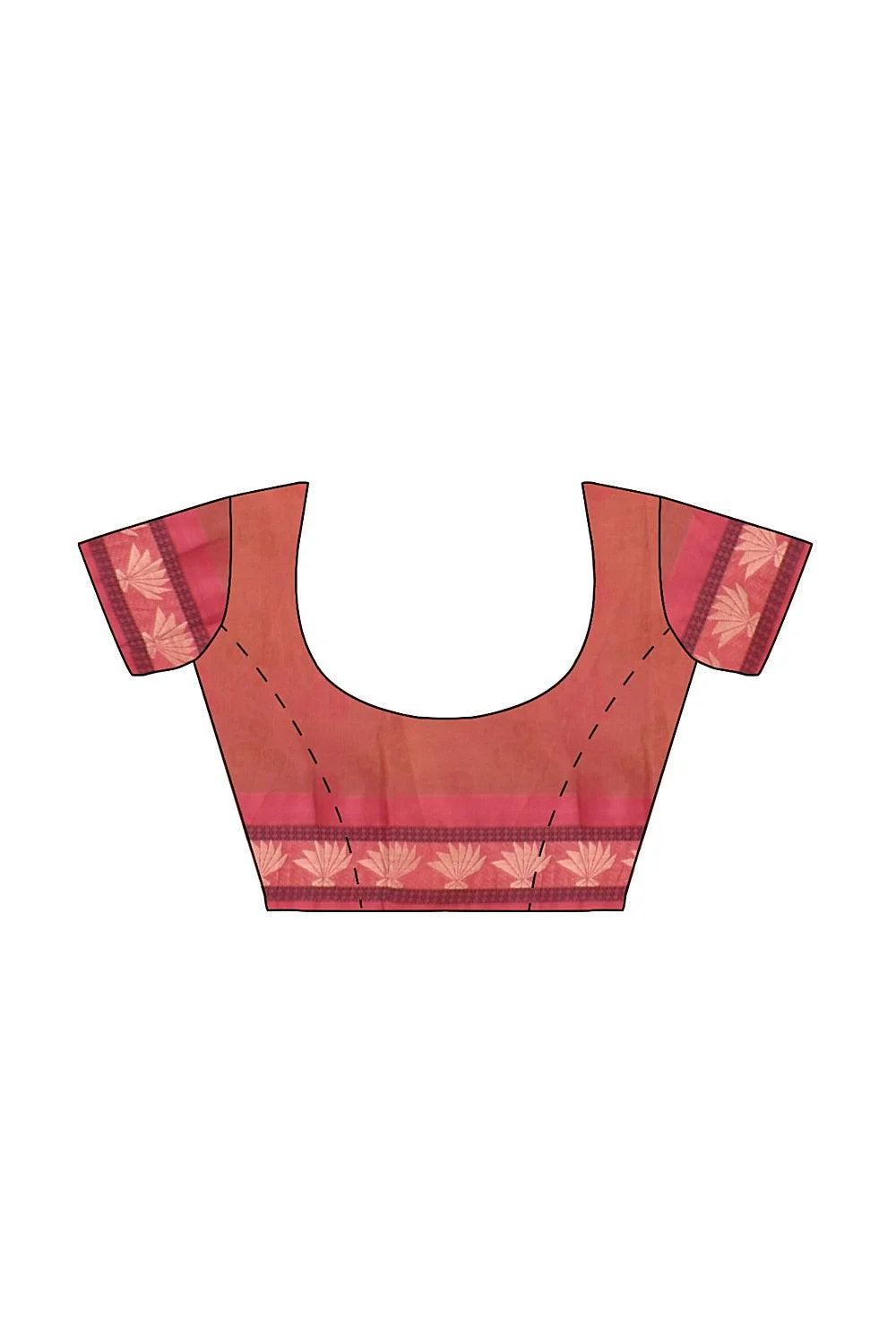 Coimbatore Cotton Fancy Emboss Saree - Orange - Image 4