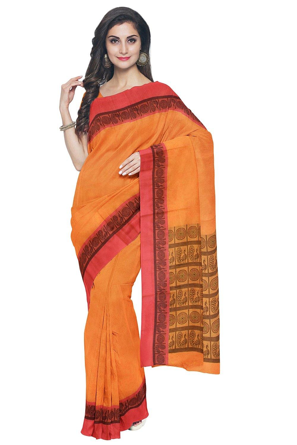 Coimbatore Cotton Fancy Emboss Saree - Yellow - Image 2
