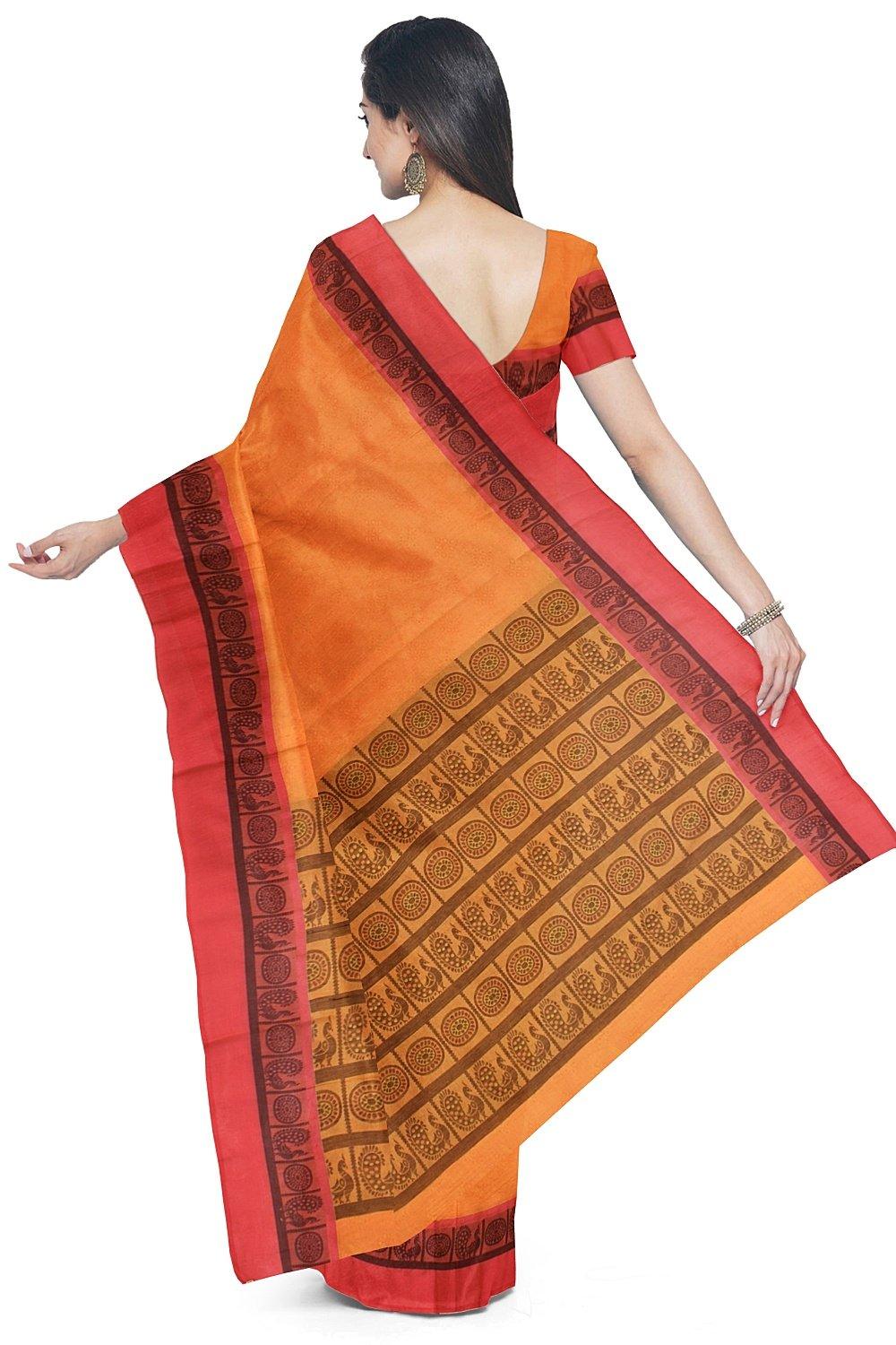 Coimbatore Cotton Fancy Emboss Saree - Yellow - Image 3