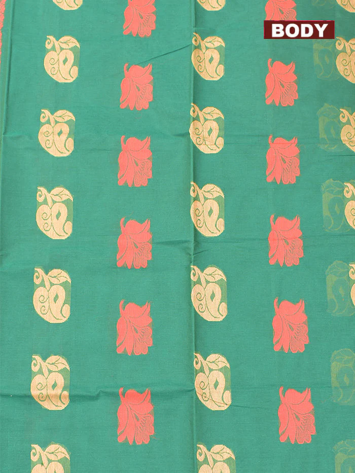 Coimbatore Cotton Green Butta Saree with Plain Border - Image 3