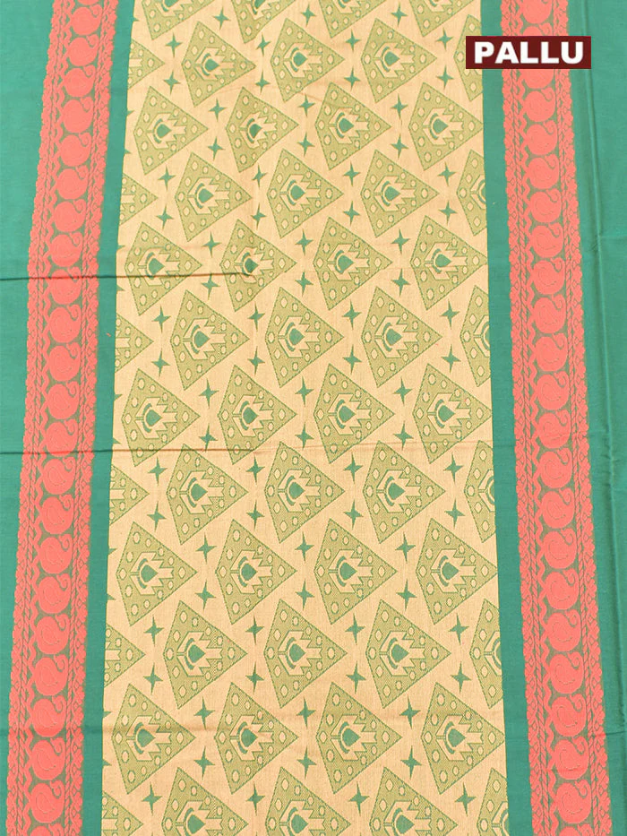 Coimbatore Cotton Green Butta Saree with Plain Border - Image 4