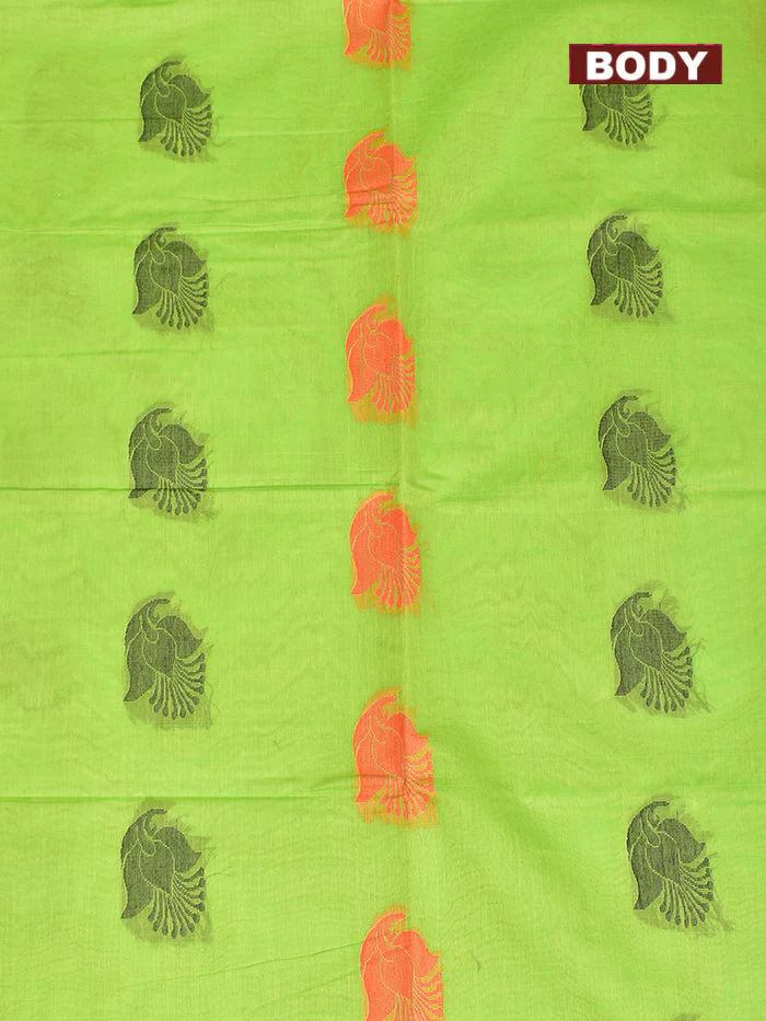 Coimbatore Cotton Green Butta Saree with Plain Border - Image 3