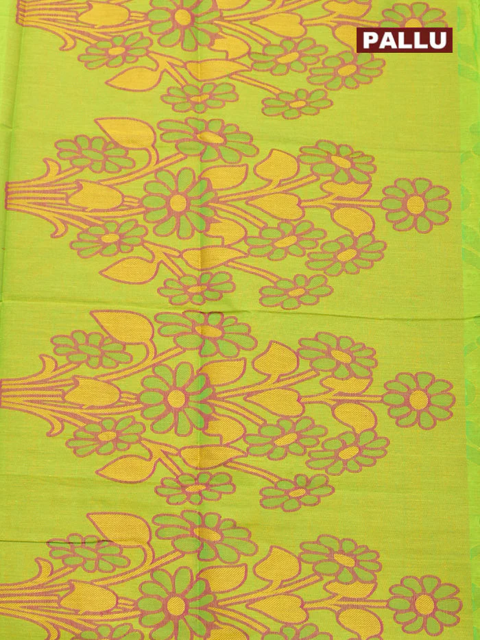 Coimbatore Cotton Green Butta Saree with Thread Woven Border - Image 4
