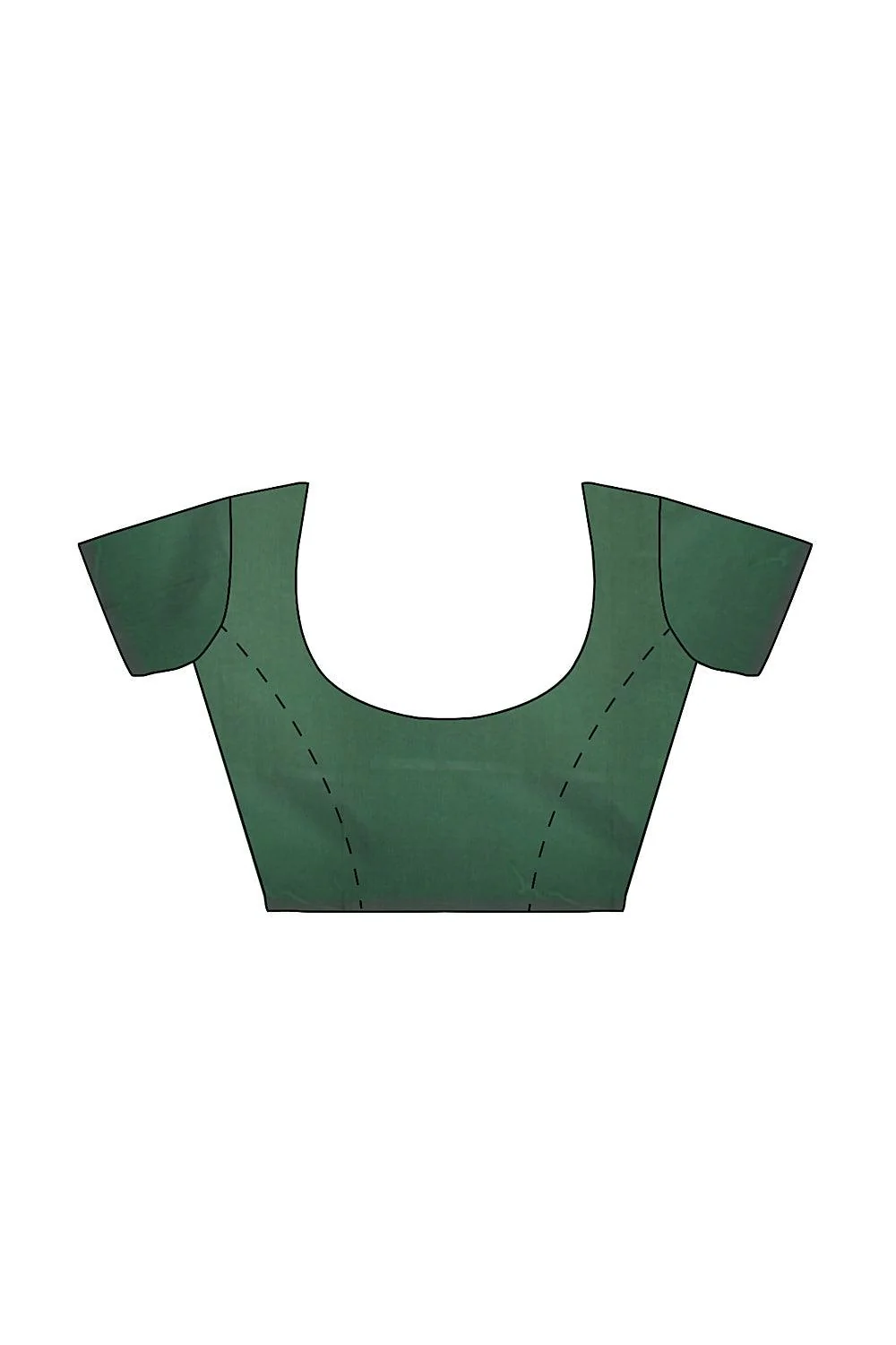 Coimbatore Cotton Green Color Saree with Copper and Silver Zari Woven Buttas - Image 4