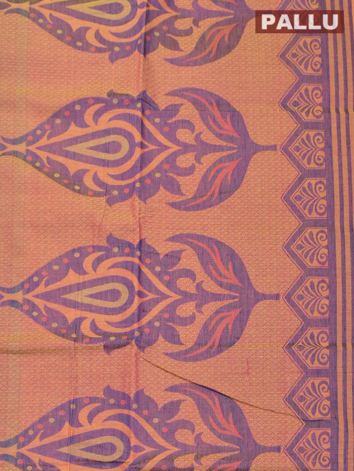 Coimbatore Cotton Green Emboss Saree with Thread Woven Border - Image 3