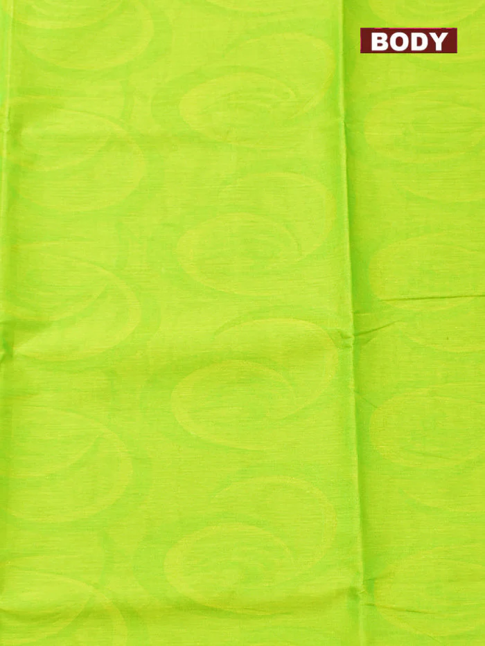 Coimbatore Cotton Green Emboss Saree with Thread Woven Border - Image 3