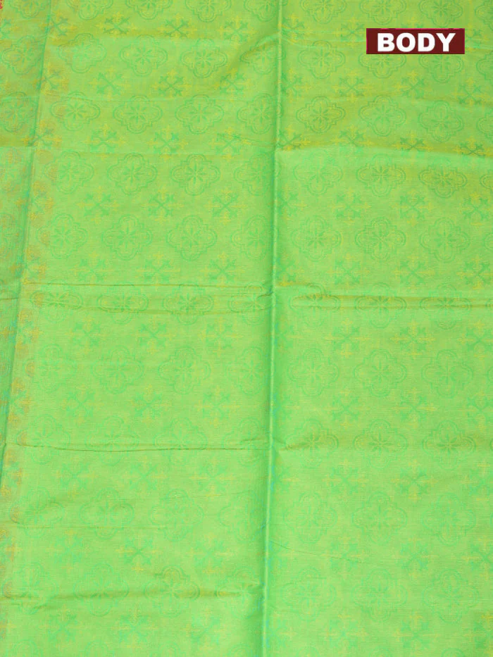 Coimbatore Cotton Green Emboss Saree with Thread Woven Border - Image 3