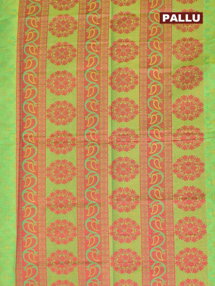 Coimbatore Cotton Green Emboss Saree with Thread Woven Border - Image 4
