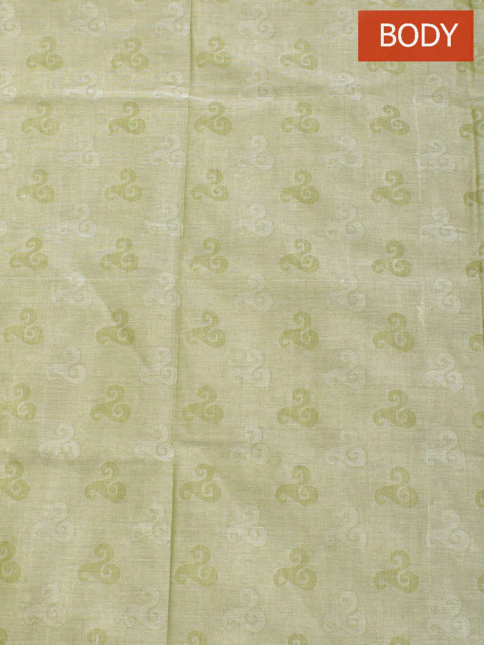 Coimbatore Cotton Light Green Fancy Emboss Saree with Thread Woven Border - Image 4