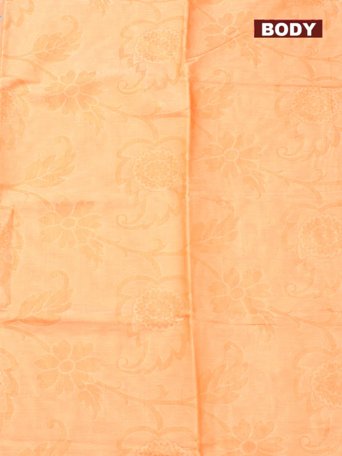 Coimbatore Cotton Light Orange Emboss Saree with Thread Woven Border - Image 3