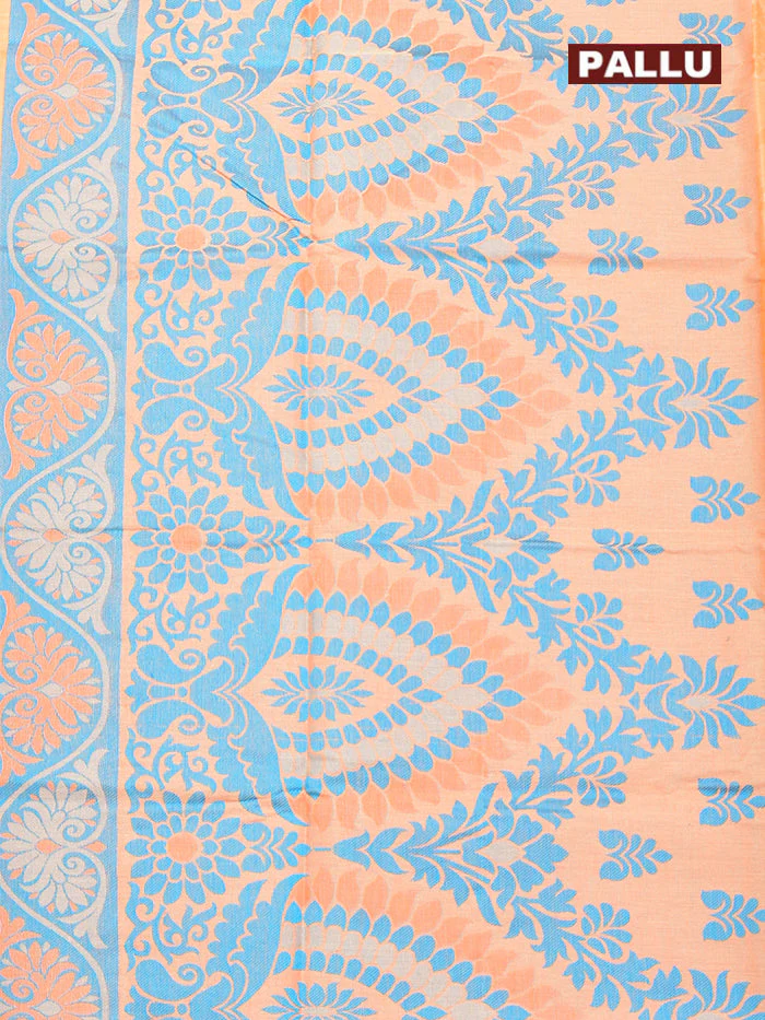 Coimbatore Cotton Light Orange Emboss Saree with Thread Woven Border - Image 4