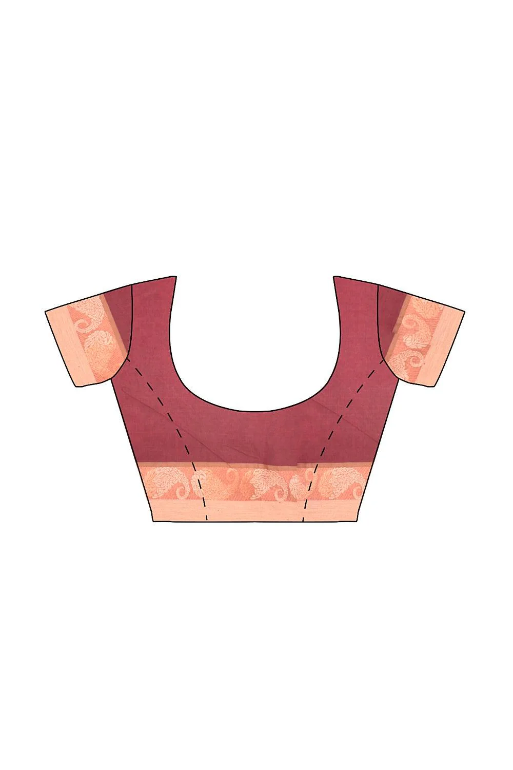 Coimbatore Cotton Maroon Color Saree with Copper and Silver Zari Woven Buttas - Image 4